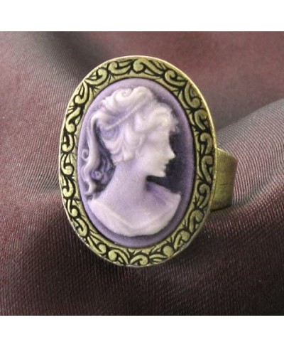 Lavender Purple Cameo Ring Adjustable Size Band Women Lady Fashion Jewelry $11.79 Bands