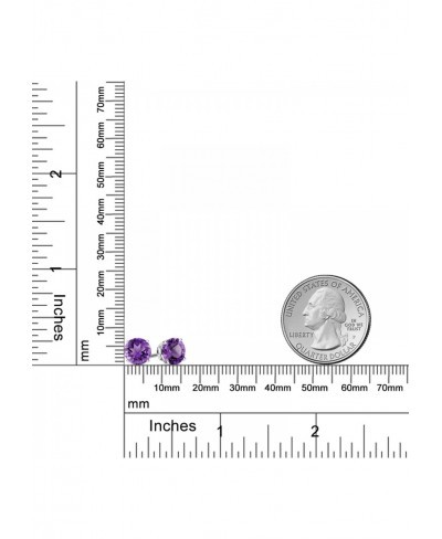 925 Sterling Silver Purple Amethyst Stud Earrings For Women (2.40 Cttw Gemstone Birthstone Round 7MM) $48.92 Stud