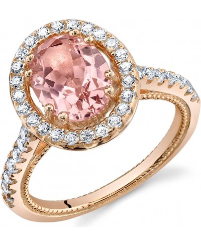 Simulated Morganite Rose-Tone Sterling Silver Halo Ring $34.46 Statement