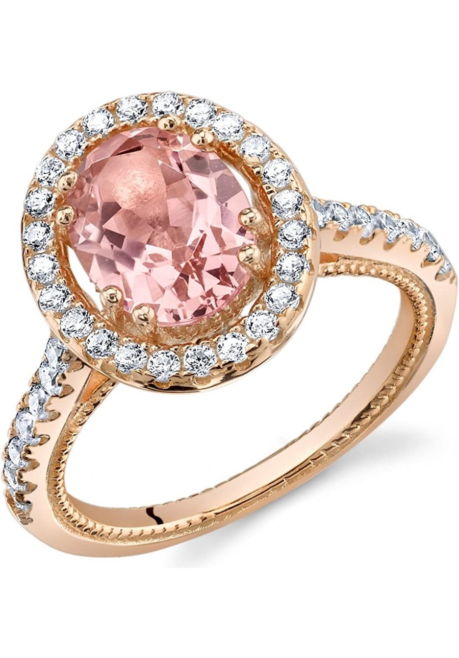 Simulated Morganite Rose-Tone Sterling Silver Halo Ring $34.46 Statement