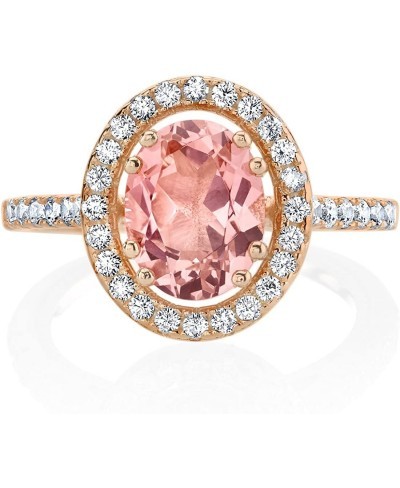 Simulated Morganite Rose-Tone Sterling Silver Halo Ring $34.46 Statement