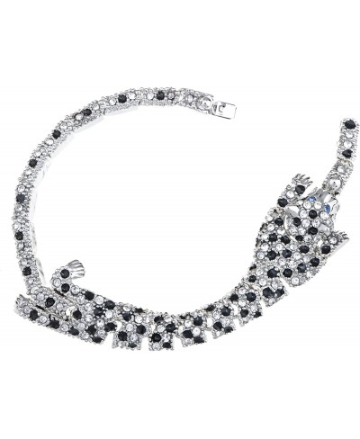 Silver Relaxed Sleeping Leopard Swarovski Crystal Element Bracelet Bangle $21.40 Bangle