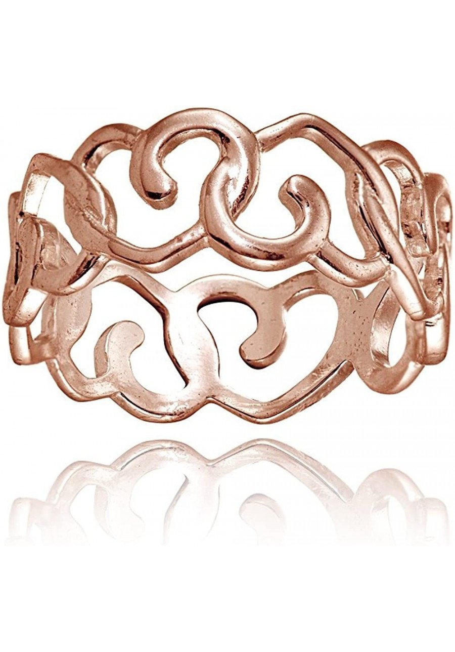 Rose Gold Flashed Sterling Silver High Polished Intertwining Open Heart Eternity Band Ring Size 7 $21.78 Bands