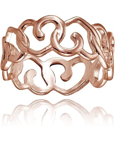 Rose Gold Flashed Sterling Silver High Polished Intertwining Open Heart Eternity Band Ring Size 7 $21.78 Bands