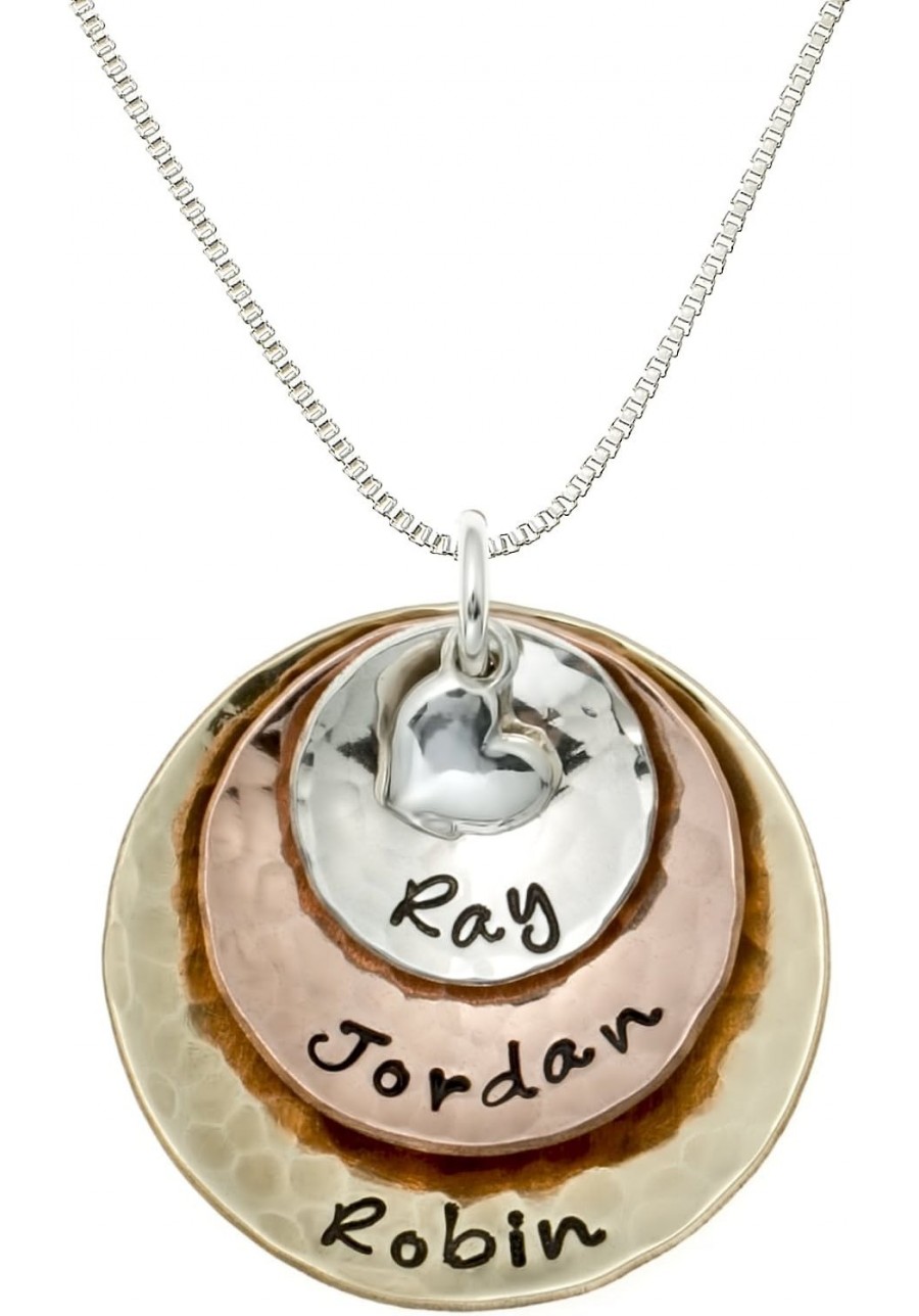 My Three Treasures Personalized Charm Necklace with 925 silver Gold and Rose Gold Plated discs. Customized with any Words or ...