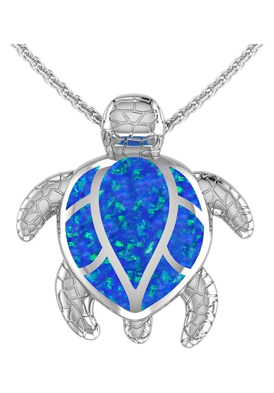 Womens 925 Sterling Silver Turtle Pendant Birth Gemstone Necklace $30.18 Pendant Necklaces