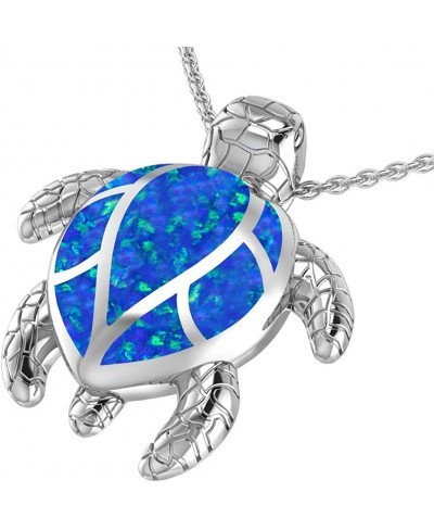 Womens 925 Sterling Silver Turtle Pendant Birth Gemstone Necklace $30.18 Pendant Necklaces