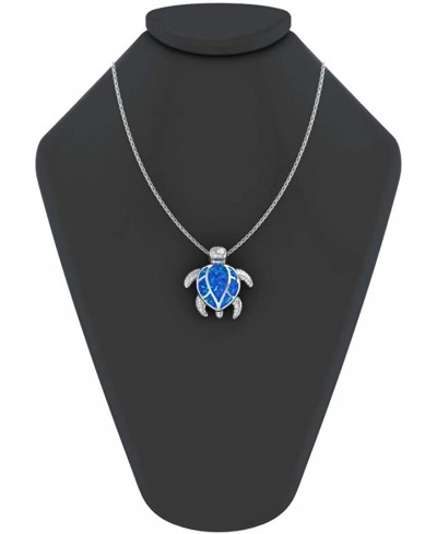 Womens 925 Sterling Silver Turtle Pendant Birth Gemstone Necklace $30.18 Pendant Necklaces