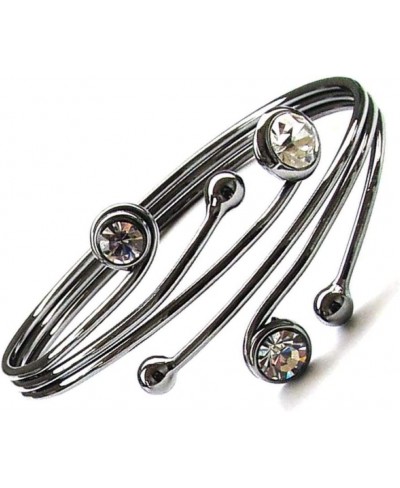 Zircon Bracelet for Women 3 Strands Cuff Bangle with Large Rhinestones Decor Gunmetal $10.60 Bangle
