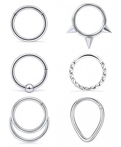 16G Septum Jewelry Surgical Steel Septum Clicker Nose Rings Daith Earrings Segment Sleeper Earring Hoop Piercing Jewelry for ...