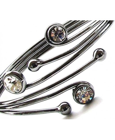 Zircon Bracelet for Women 3 Strands Cuff Bangle with Large Rhinestones Decor Gunmetal $10.60 Bangle