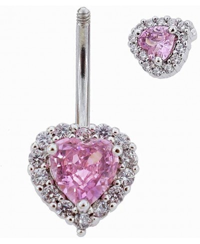 Belly Rings 316L Surgical SS PVD Plated Multicolor Heart CZ Navel Piercing Shiny Belly Button Rings $15.04 Piercing Jewelry