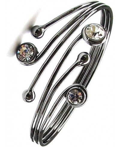 Zircon Bracelet for Women 3 Strands Cuff Bangle with Large Rhinestones Decor Gunmetal $10.60 Bangle