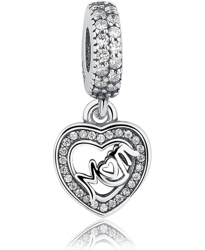 Love Mom Mother Center of My Heart 925 Sterling Silver Bead Fits European Charm Bracelet (Mom Dangle 1) $13.84 Charms & Charm...