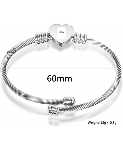 Letter Initial Heart A-Z Bracelets Women Girls Love Alphabet Name Cuff Bangle Bracelet Stainless Steel Jewelry $14.72 Bangle