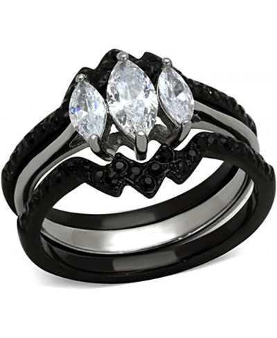 HIS HERS 4 PC BLACK ION PLATED STAINLESS STEEL WEDDING ENGAGEMENT RING Band SET $35.64 Bridal Sets