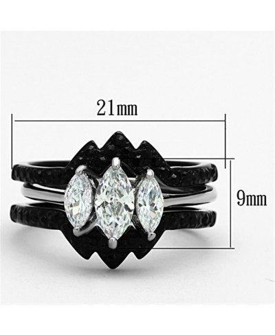 HIS HERS 4 PC BLACK ION PLATED STAINLESS STEEL WEDDING ENGAGEMENT RING Band SET $35.64 Bridal Sets