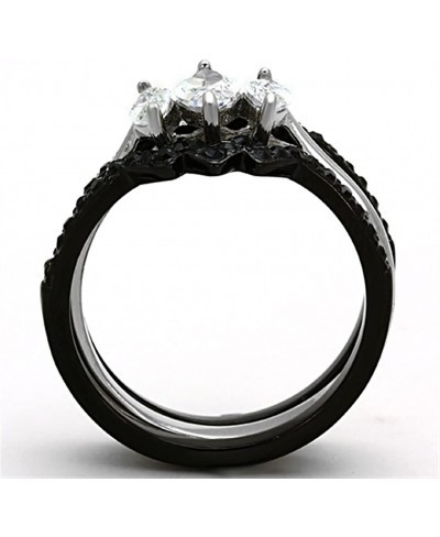 HIS HERS 4 PC BLACK ION PLATED STAINLESS STEEL WEDDING ENGAGEMENT RING Band SET $35.64 Bridal Sets