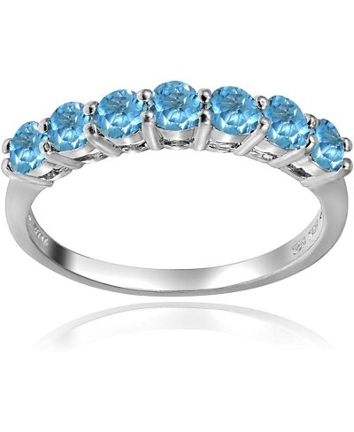 Sterling Silver Swiss Blue Topaz 3mm Thin Half Eternity Band Ring Size 6 $26.08 Bands