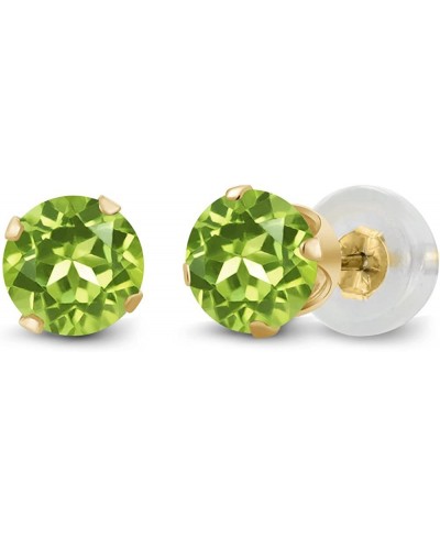 14K Yellow Gold Peridot Stud Earrings For Women (1.00 Cttw Gemstone Birthstone Round 5MM) $32.87 Stud