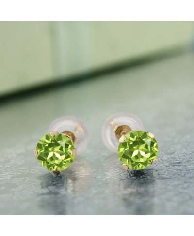 14K Yellow Gold Peridot Stud Earrings For Women (1.00 Cttw Gemstone Birthstone Round 5MM) $32.87 Stud