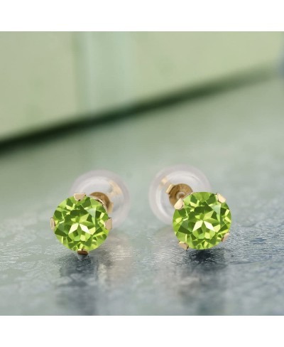 14K Yellow Gold Peridot Stud Earrings For Women (1.00 Cttw Gemstone Birthstone Round 5MM) $32.87 Stud