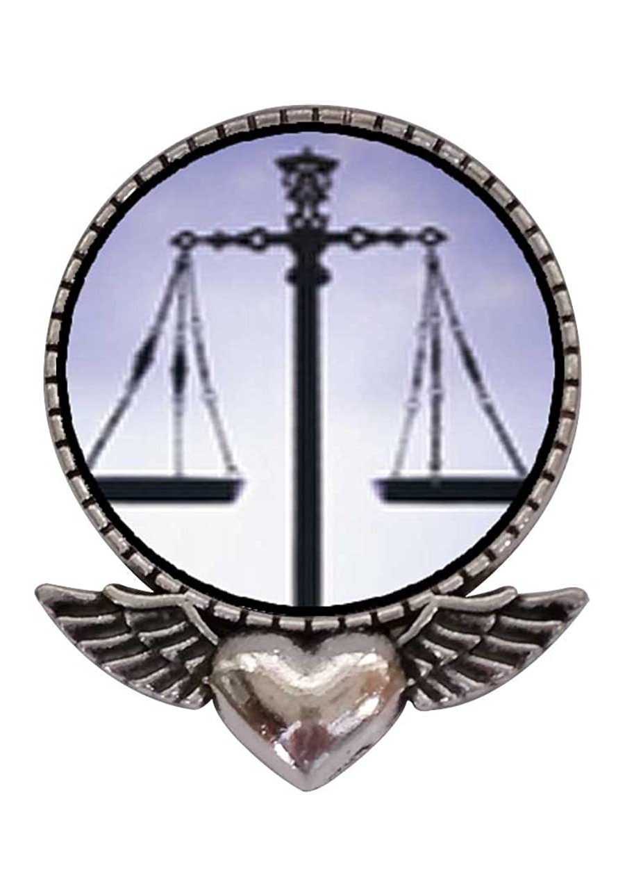 Ancient Style Silver Plate Scales of Law and Justice Heart with Angel Wings Pins Brooch $25.31 Brooches & Pins