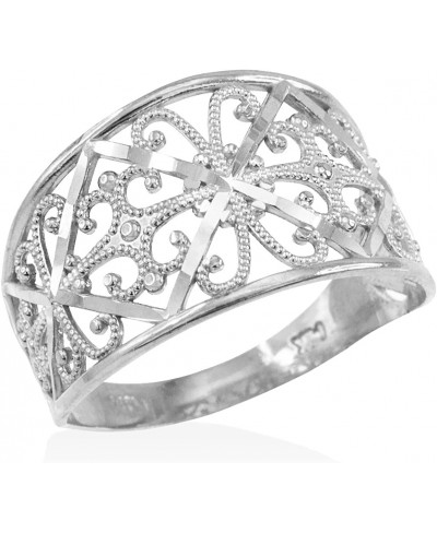 Fine 925 Sterling Silver Milgrain Edge Four Leaf Clover Filigree Cocktail Ring $23.10 Statement