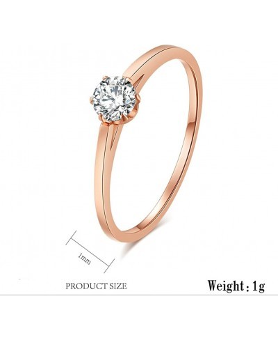 Women's Stainless Steel Round Cut Cubic Zirconia Solitaire Engagement Ring Rose Gold Plated $8.70 Engagement Rings