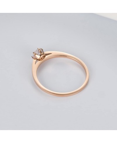 Women's Stainless Steel Round Cut Cubic Zirconia Solitaire Engagement Ring Rose Gold Plated $8.70 Engagement Rings