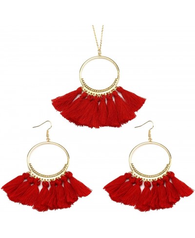 Tassel Bohemian Earring Alloy Dangle&Drop Leather Teardrop Wood Earrings Jewelry Women $12.42 Jewelry Sets