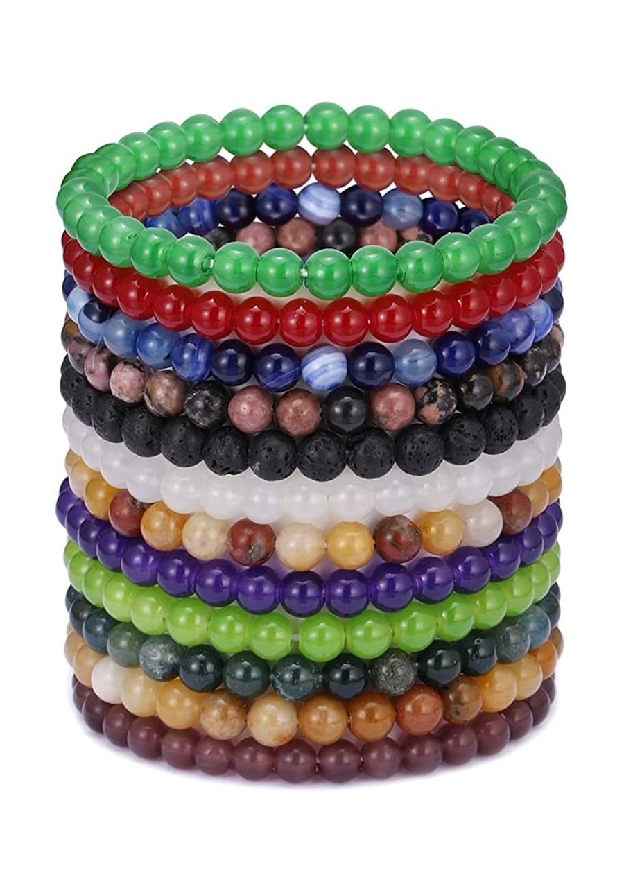 12Pcs Healing Stone Beaded Bracelets for Women Men Semi Precious Gemstones Bracelets Crystal Beaded Bracelet Unisex Stretch B...