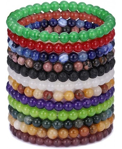 12Pcs Healing Stone Beaded Bracelets for Women Men Semi Precious Gemstones Bracelets Crystal Beaded Bracelet Unisex Stretch B...