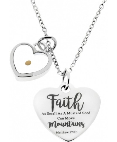 Real Mustard Seed Necklace Heart Faith Necklace for Women Christian Gifts $14.82 Pendant Necklaces