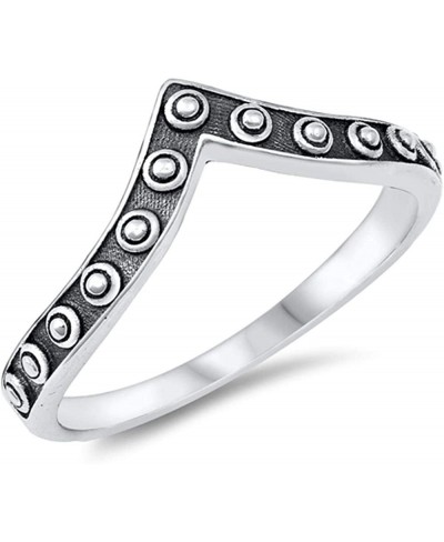 Unique Oxidized Dot Chevron New .925 Sterling Silver Band Sizes 4-10 $17.80 Bands