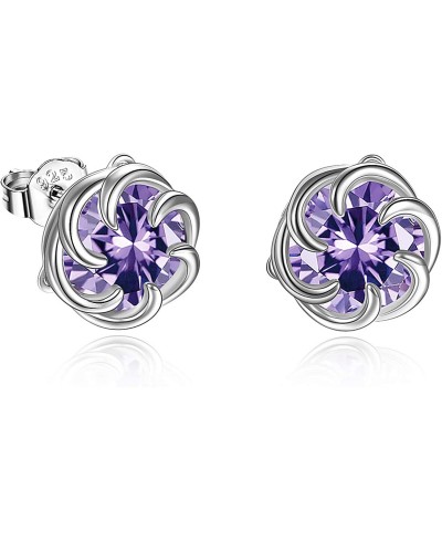 Sterling Silver Flower Stud Earrings with Austria Crystal Jewelry Gifts for Women $10.92 Stud