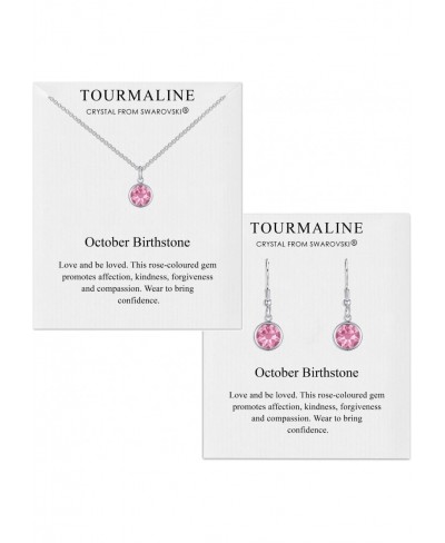 October (Tourmaline) Birthstone Necklace & Drop Earrings Set Created with Crystals $13.89 Jewelry Sets