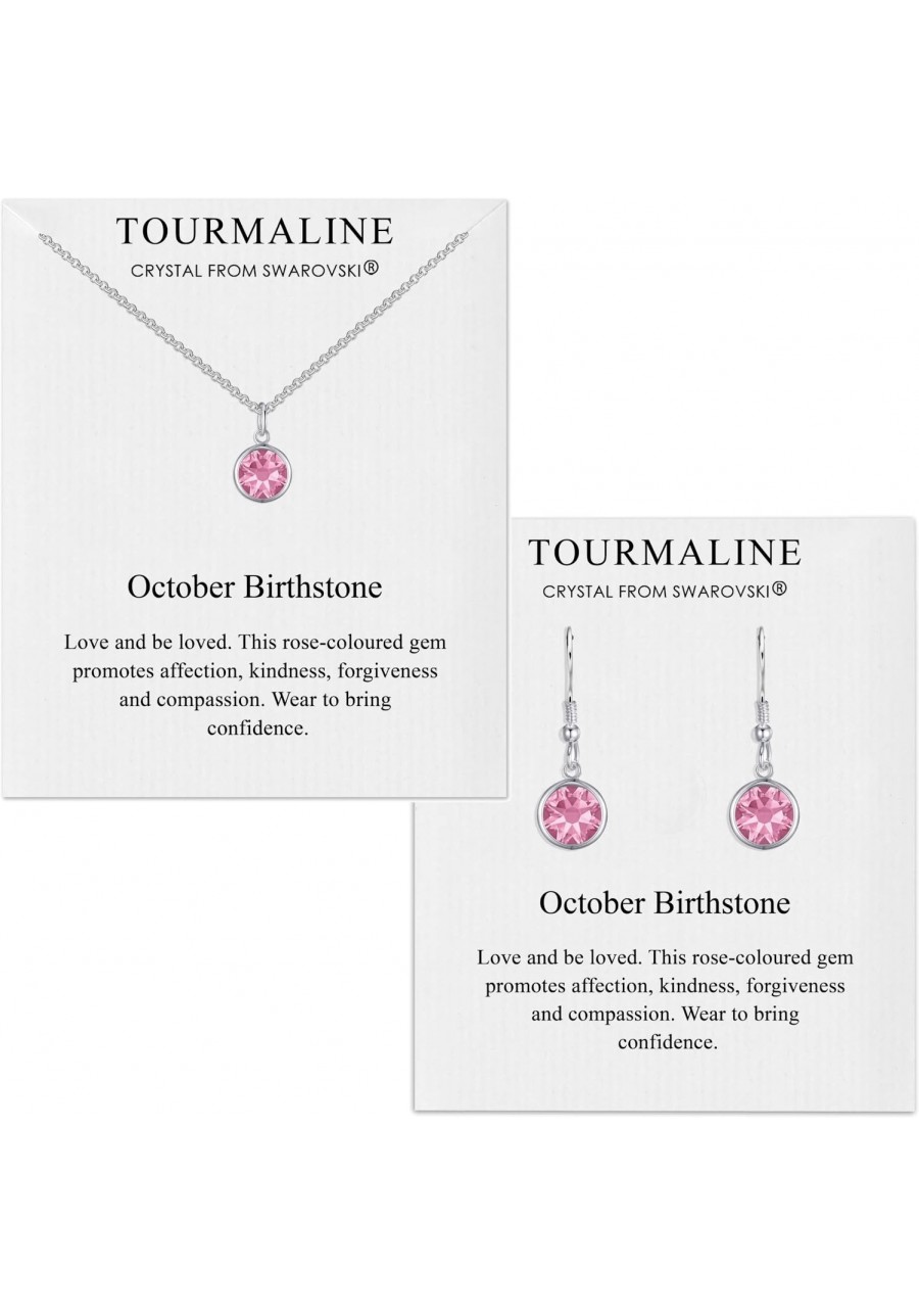 October (Tourmaline) Birthstone Necklace & Drop Earrings Set Created with Crystals $13.89 Jewelry Sets