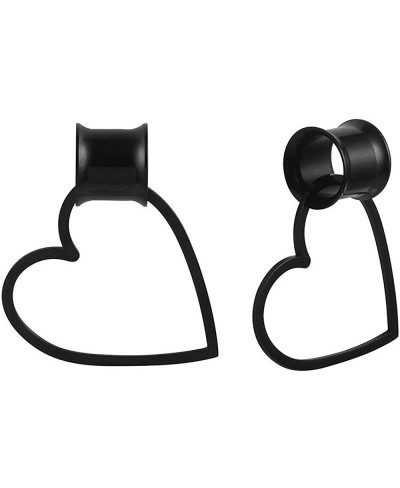 2PCS/6PCS Hypoallergenic 316 Stainless Steel Double Flared Heart Detachable Dangle Ear Plugs Gauges Piercing Tunnels Lobe Str...