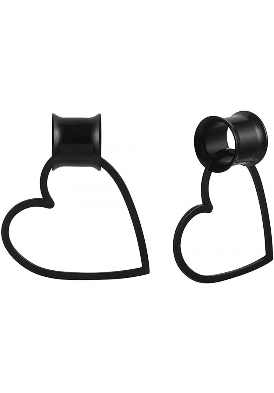 2PCS/6PCS Hypoallergenic 316 Stainless Steel Double Flared Heart Detachable Dangle Ear Plugs Gauges Piercing Tunnels Lobe Str...