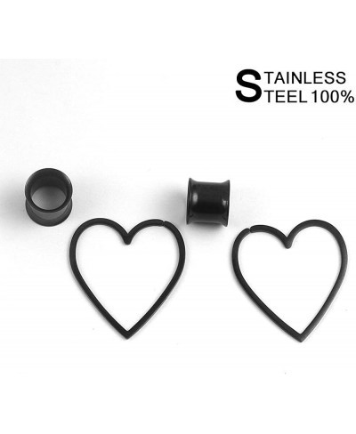 2PCS/6PCS Hypoallergenic 316 Stainless Steel Double Flared Heart Detachable Dangle Ear Plugs Gauges Piercing Tunnels Lobe Str...