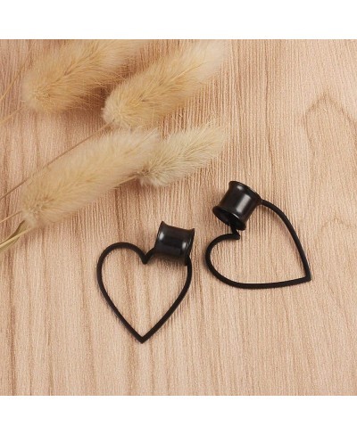 2PCS/6PCS Hypoallergenic 316 Stainless Steel Double Flared Heart Detachable Dangle Ear Plugs Gauges Piercing Tunnels Lobe Str...