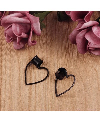 2PCS/6PCS Hypoallergenic 316 Stainless Steel Double Flared Heart Detachable Dangle Ear Plugs Gauges Piercing Tunnels Lobe Str...