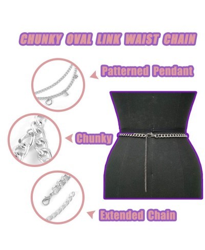 Punk Waist Chain Belt Chunky Layered Waist Rock Chain for Jeans Party Body Jewelry Accessories for Women and Girls $11.78 Bod...