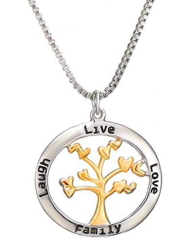 Stainless Steel Round Shaped Tree of Life Live Laugh Love Family Wedding Christmas Gift Pendant Necklace $7.74 Pendant Necklaces