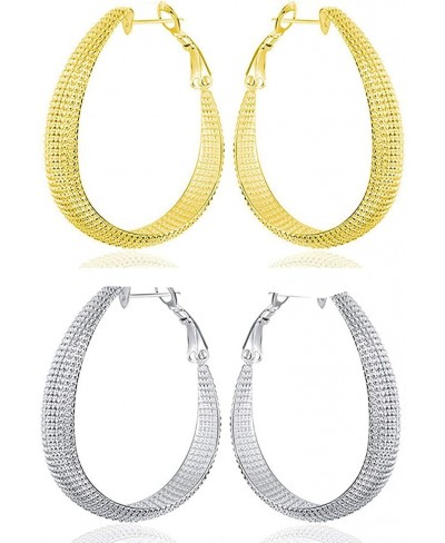2 Pairs Hoop Earrings Gold Silver Hypoallergenic Hoop Earrings for Women Girls $22.04 Hoop