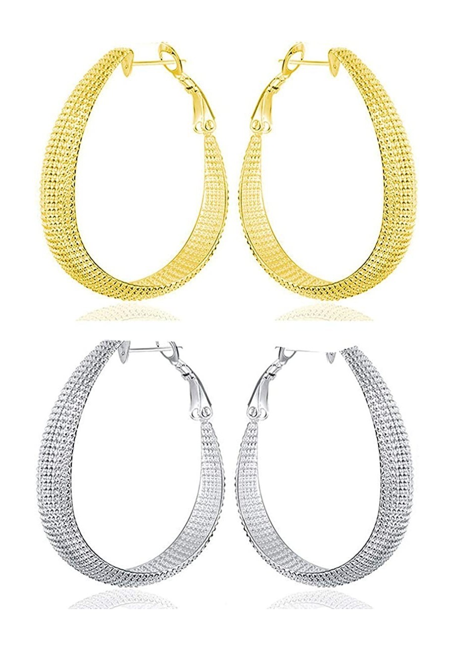 2 Pairs Hoop Earrings Gold Silver Hypoallergenic Hoop Earrings for Women Girls $22.04 Hoop