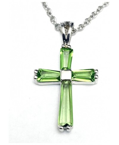 P0157G Cross Mt St Helens Green Helenite May Birthstone Sterling Silver Pendant $32.12 Pendants & Coins