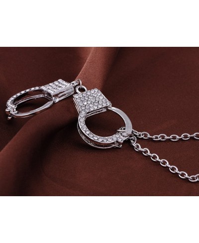 Womens Silvery Tone Clear Rhinestones Sexy Police Cop Handcuff Pendant Necklace $15.86 Pendant Necklaces