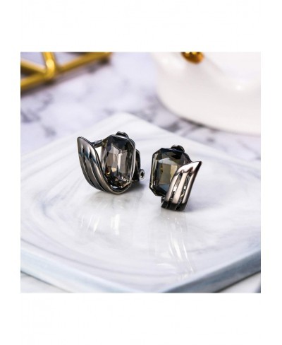 Women's Wedding Bridal Emerald Cut Crystal Floral Leaf Clip-On Earrings $13.21 Clip-Ons